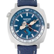 A GENTLEMAN'S SIZE STAINLESS STEEL BAMFORD POPEYE AUTOMATIC GMT WRIST WATCH DATED 2019, LIMITED