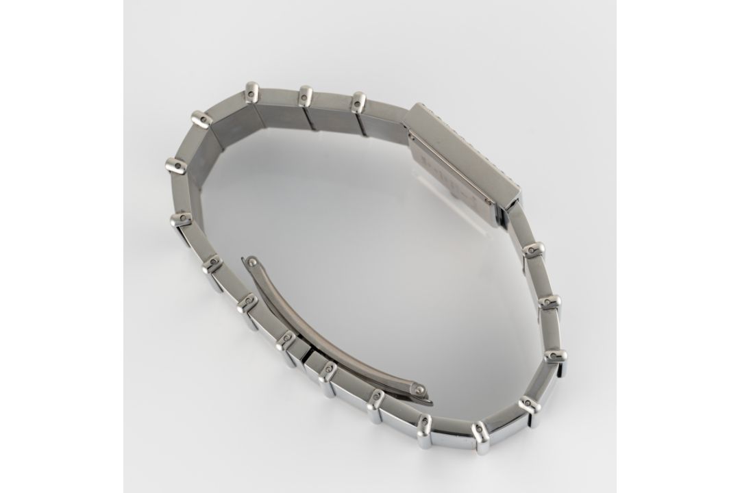 A LADY'S STAINLESS STEEL & DIAMOND CHANEL MATELASSE BRACELET WATCH CIRCA 2000s Movement: Quartz. - Image 6 of 8