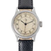 A RARE GENTLEMAN'S SIZE STAINLESS STEEL OMEGA MEDICUS WRIST WATCH CIRCA 1934, REF. 464, THE FIRST