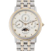 A RARE GENTLEMAN'S SIZE STEEL & GOLD BLANCPAIN VILLERET PERPETUAL CALENDAR AUTOMATIC BRACELET WATCH