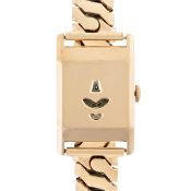 A GENTLEMAN'S SIZE 9CT GOLD RECTANGULAR VINTAGE 