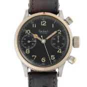 A GENTLEMAN'S GERMAN MILITARY HANHART LUFTWAFFE PILOTS FLYBACK CHRONOGRAPH WRIST WATCH CIRCA 1940