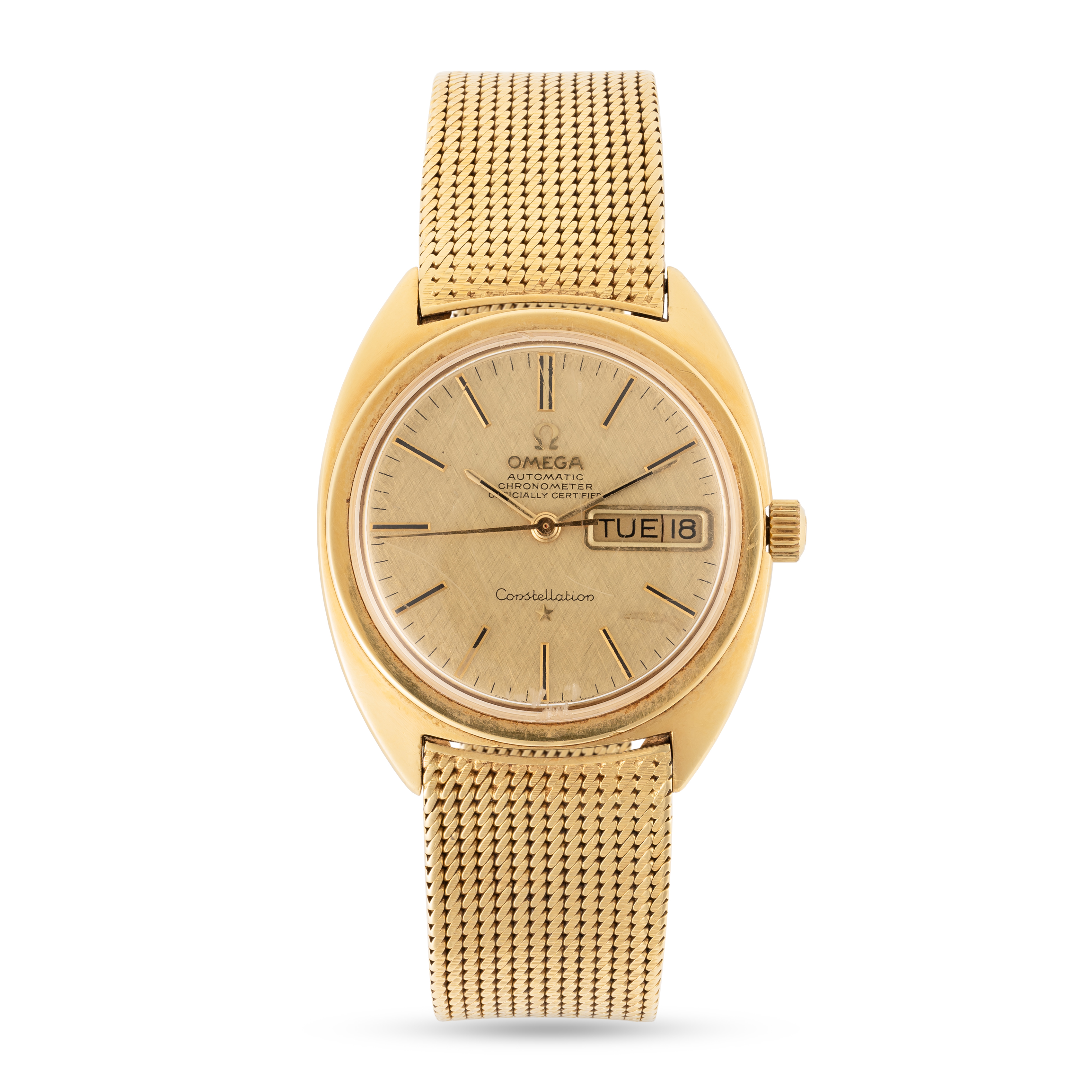 A GENTLEMAN'S SIZE 18K SOLID GOLD OMEGA CONSTELLATION AUTOMATIC CHRONOMETER DAY DATE BRACELET - Image 2 of 9