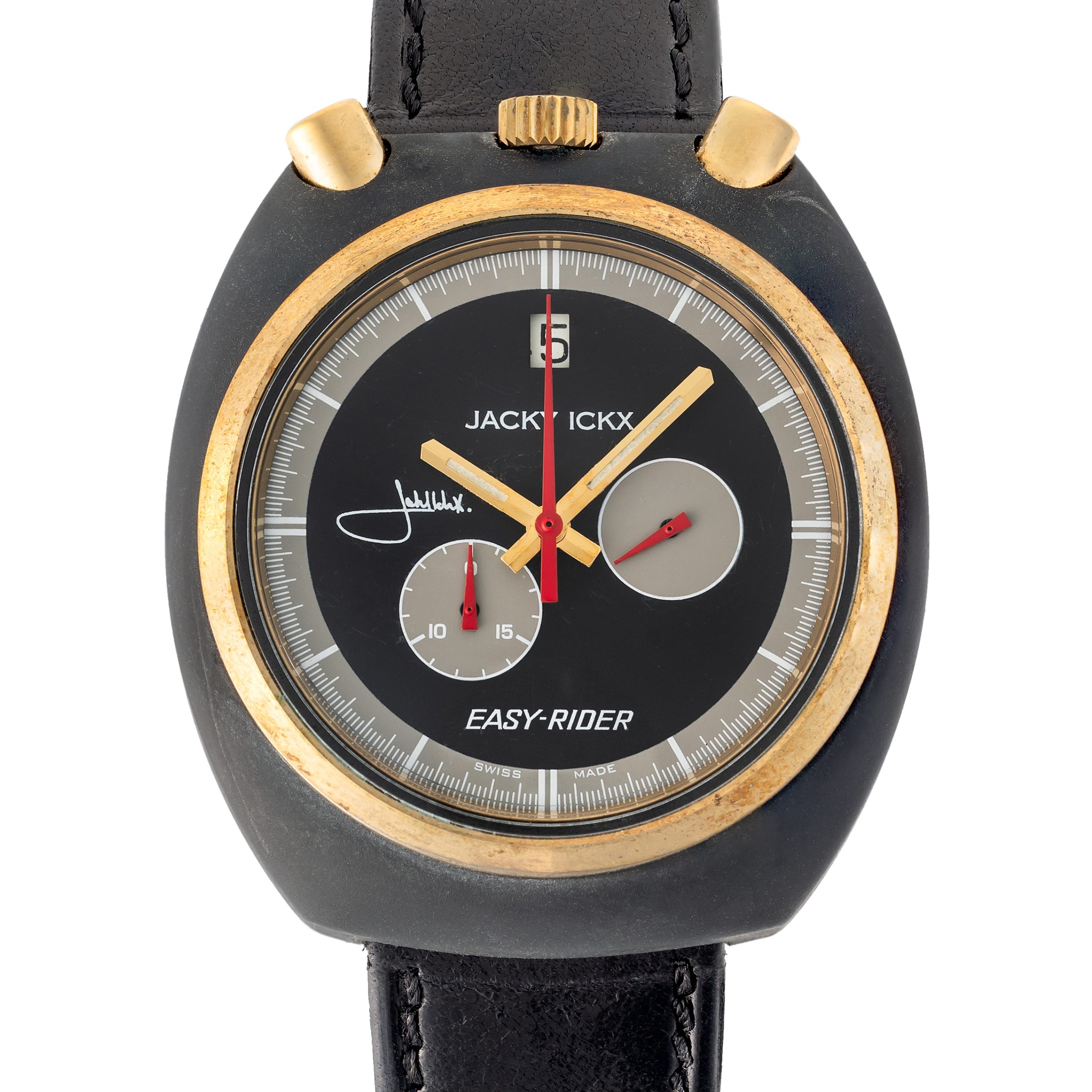 A GENTLEMAN'S SIZE PVD COATED, STEEL & GOLD PLATED SORNA JACKY ICXX EASY-RIDER CHRONOGRAPH WRIST