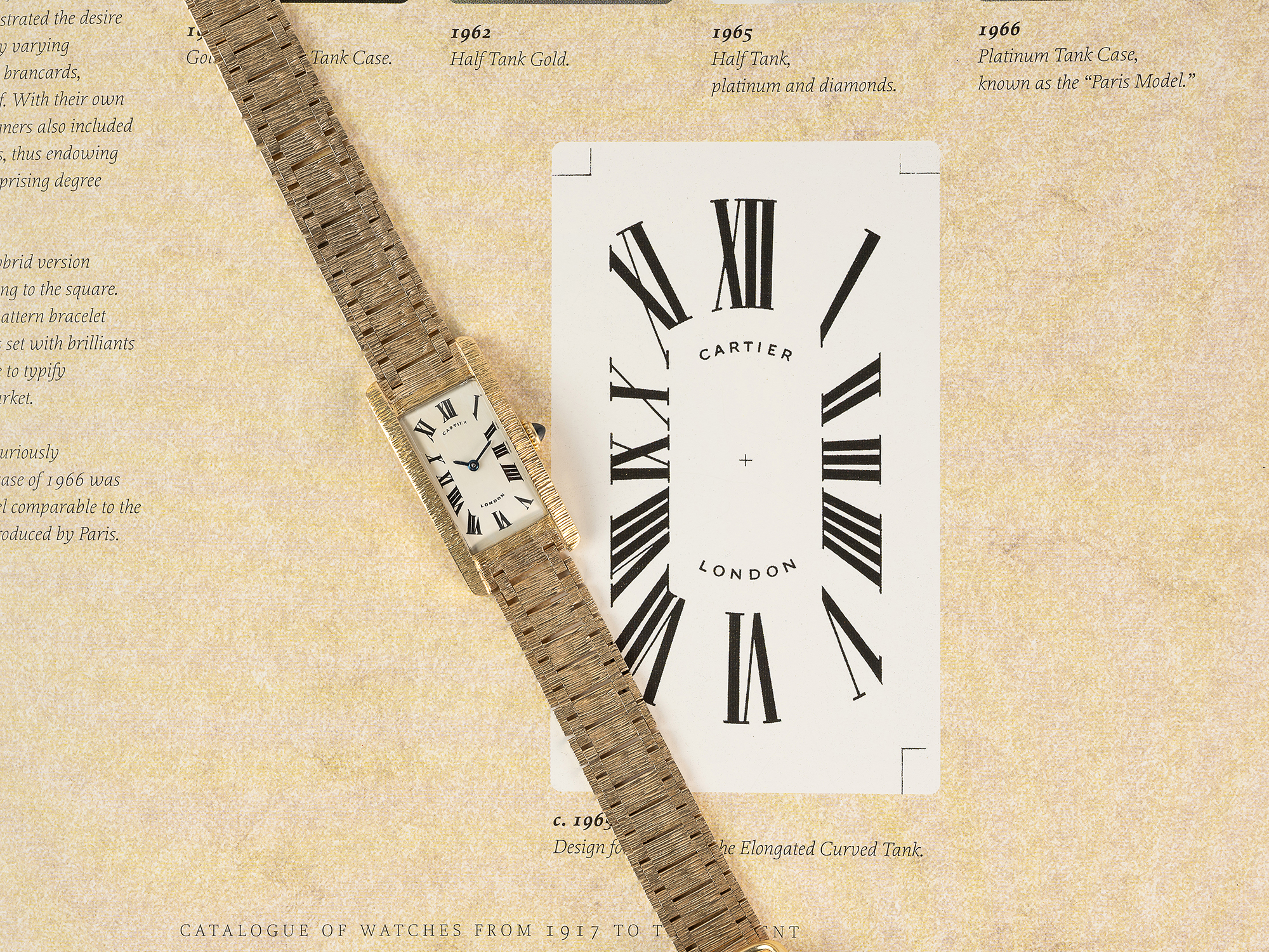 AN EXTREMELY RARE MID SIZE SOLID GOLD CARTIER LONDON TANK CINTREE BRACELET WATCH CIRCA 1964, - Image 5 of 10