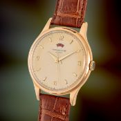 A RARE GENTLEMAN'S LARGE SIZE 18K SOLID ROSE GOLD JAEGER LECOULTRE AUTOMATIC POWER RESERVE WRIST