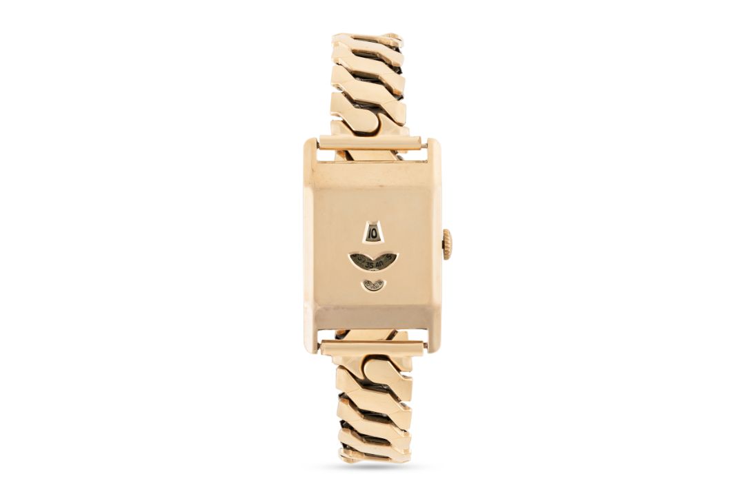 A GENTLEMAN'S SIZE 9CT GOLD RECTANGULAR VINTAGE "DIGITAL" JUMP HOUR WRIST WATCH CIRCA 1930 Movement: - Image 2 of 7