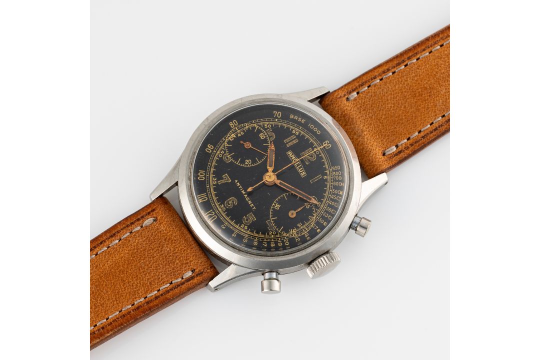 A RARE GENTLEMAN'S LARGE SIZE STAINLESS STEEL ANGELUS HERMETIQUE ANTIMAGNETIC CHRONOGRAPH WRIST - Image 5 of 9