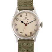 A GENTLEMAN'S STAINLESS STEEL OMEGA WRIST WATCH CIRCA 1939, REF. 4870 WITH MILITARY AIR MINISTRY