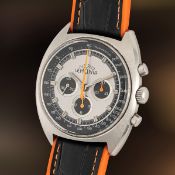 A RARE GENTLEMAN'S SIZE STAINLESS STEEL LEMANIA CHRONOGRAPH WRIST WATCH CIRCA 1970s, ISSUED TO