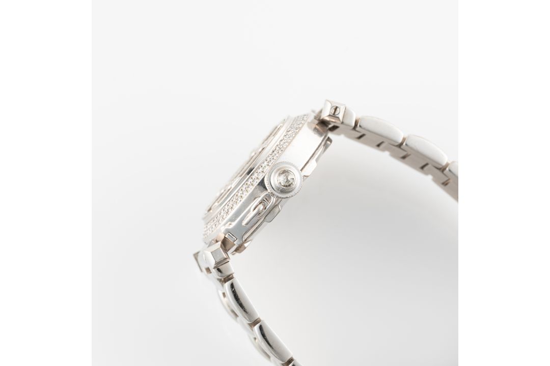 A LADY'S FINE 18K SOLID WHITE GOLD DIAMOND CARTIER PASHA GRILL AUTOMATIC BRACELET WATCH CIRCA - Image 6 of 9