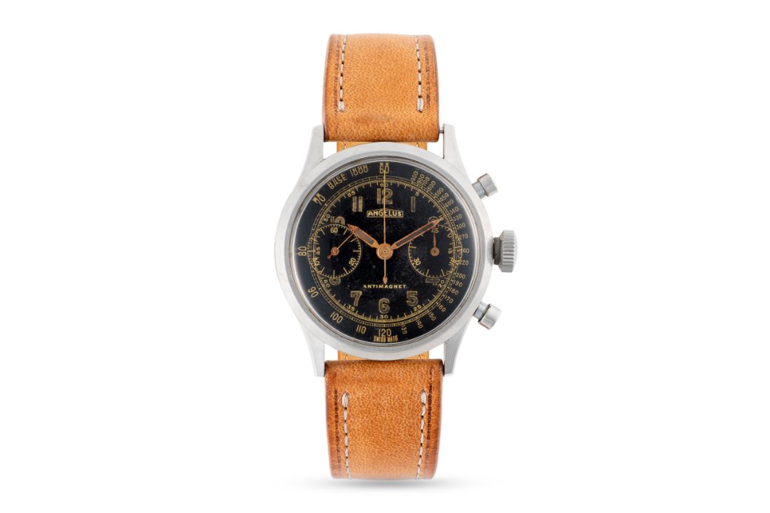 A RARE GENTLEMAN'S LARGE SIZE STAINLESS STEEL ANGELUS HERMETIQUE ANTIMAGNETIC CHRONOGRAPH WRIST - Image 3 of 9