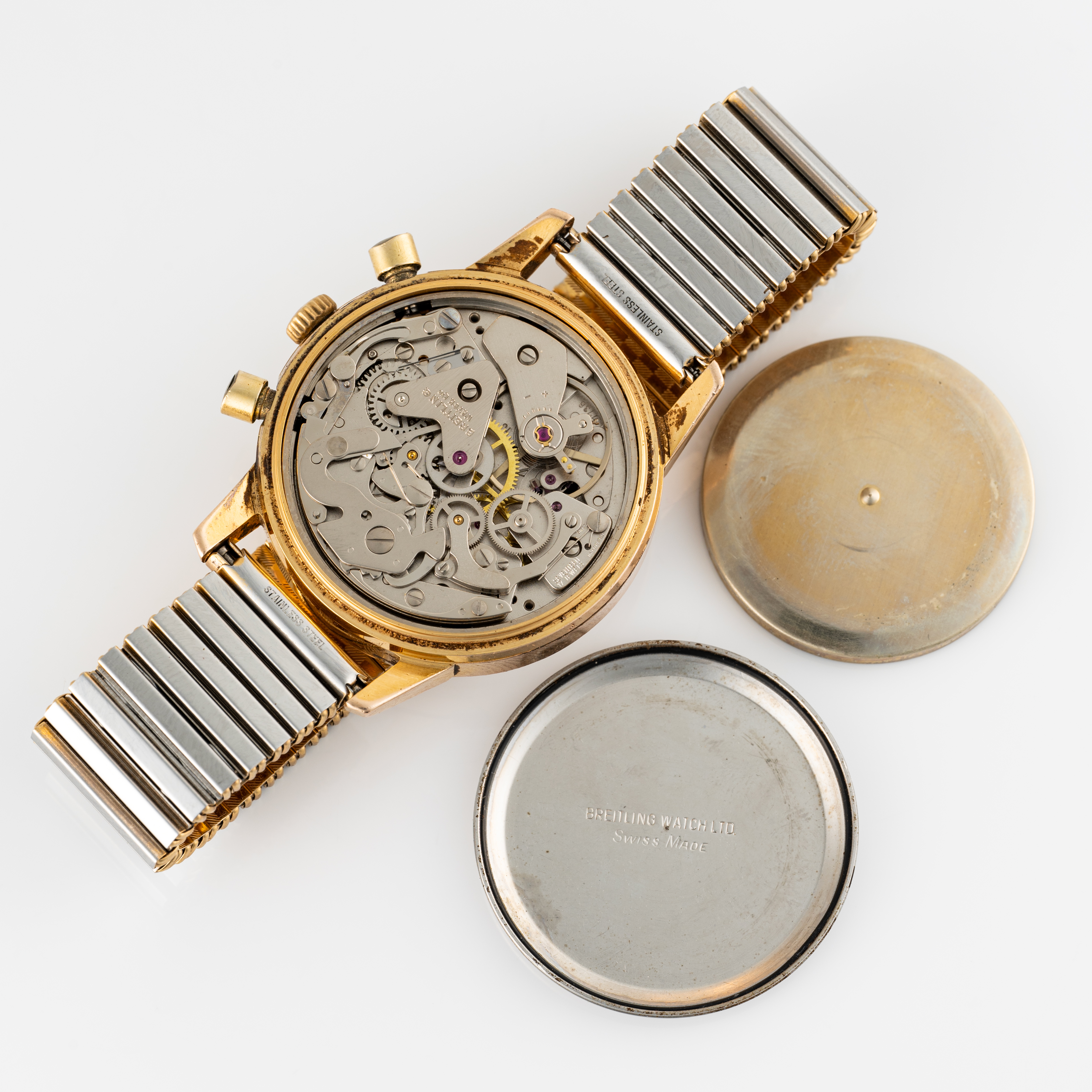 A GENTLEMAN'S GOLD PLATED BREITLING "LONG PLAYING" CHRONOGRAPH WRIST WATCH CIRCA 1966, REF. 815 WITH - Image 9 of 9