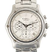 A GENTLEMAN'S SIZE STAINLESS STEEL EBEL 1911 AUTOMATIC CHRONOMETER CHRONOGRAPH BRACELET WATCH
