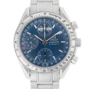 A GENTLEMAN'S SIZE STAINLESS STEEL OMEGA SPEEDMASTER TRIPLE CALENDAR AUTOMATIC CHRONOGRAPH