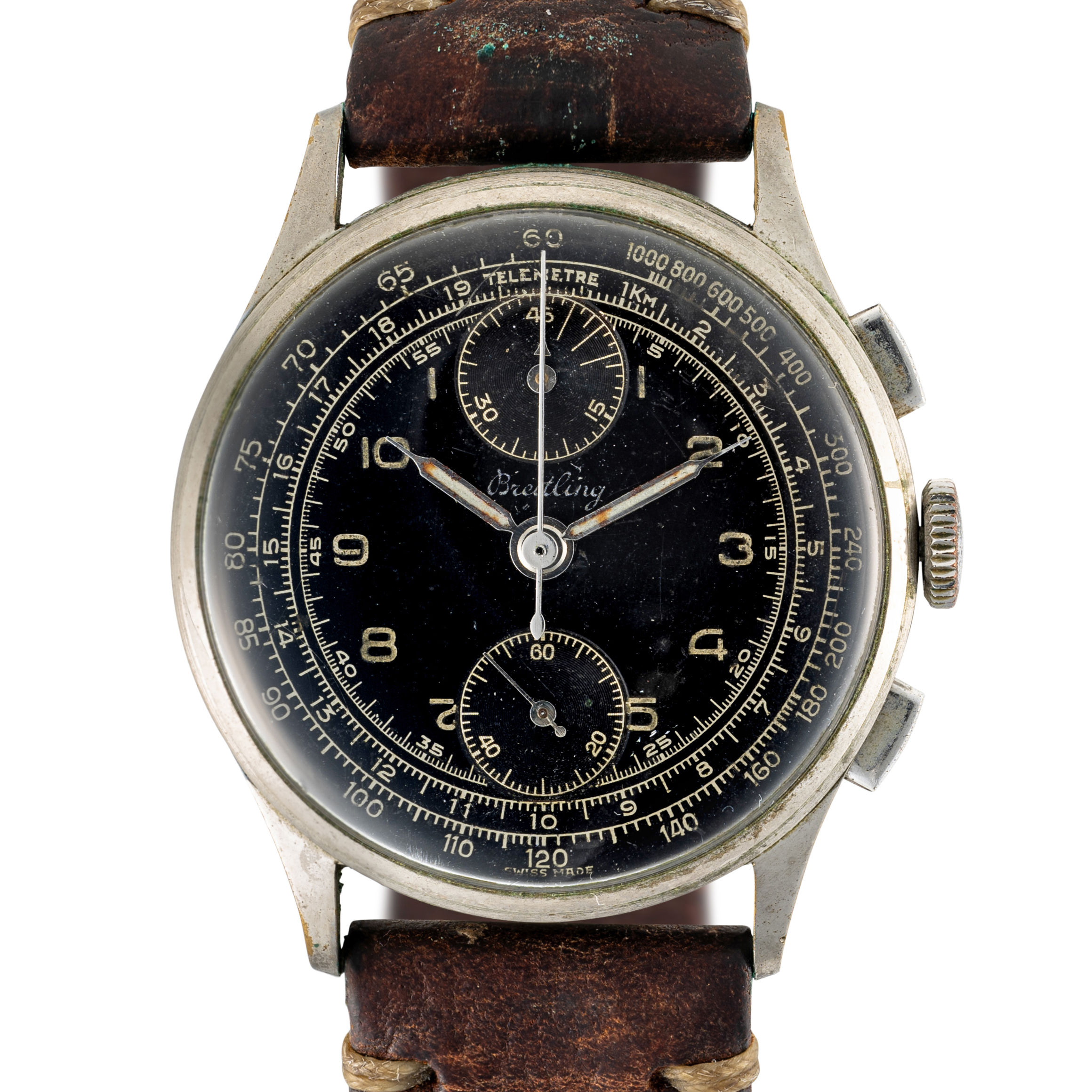 A GENTLEMAN'S LARGE SIZE BREITLING "UP & DOWN" CHRONOGRAPH WRIST WATCH CIRCA 1946, REF. 179 WITH