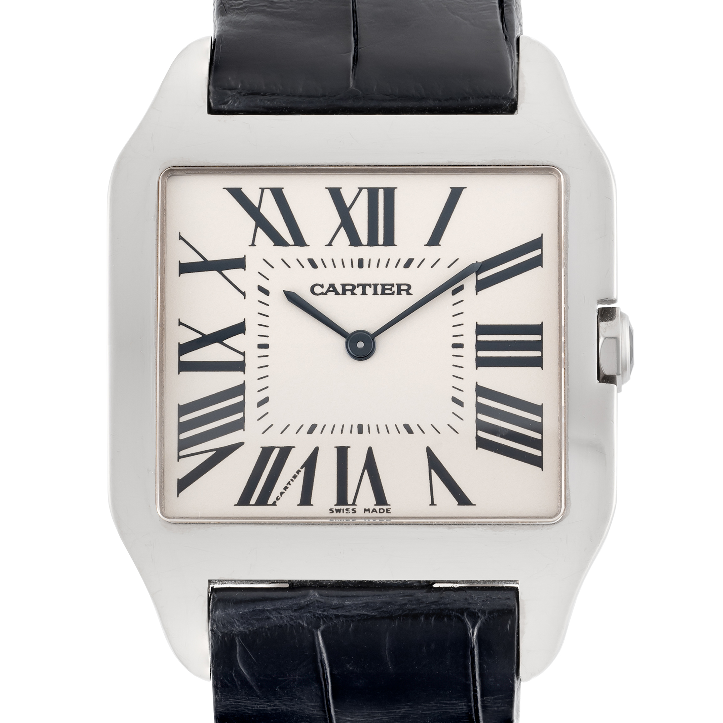 A GENTLEMAN'S SIZE 18K WHITE GOLD CARTIER SANTOS DUMONT WRIST WATCH CIRCA 2000s, REF. 2651 Movement: