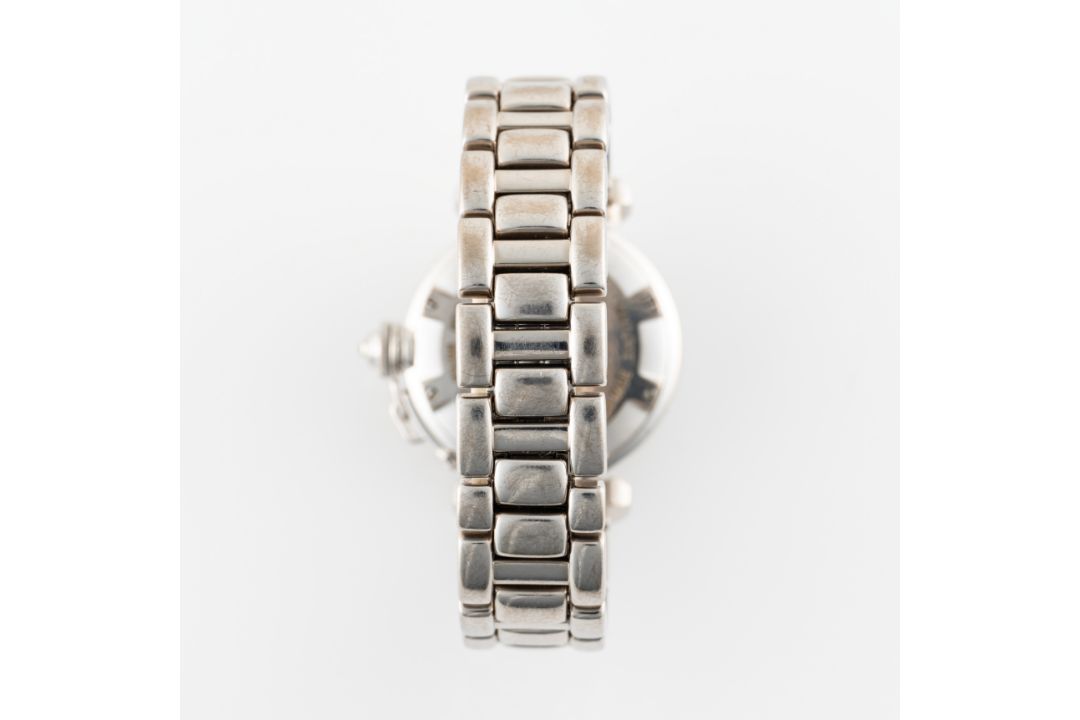 A LADY'S FINE 18K SOLID WHITE GOLD DIAMOND CARTIER PASHA GRILL AUTOMATIC BRACELET WATCH CIRCA - Image 8 of 9