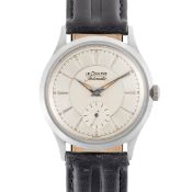 A GENTLEMAN'S SIZE STAINLESS STEEL LECOULTRE AUTOMATIC WRIST WATCH CIRCA 1960, REF. E328 WITH '