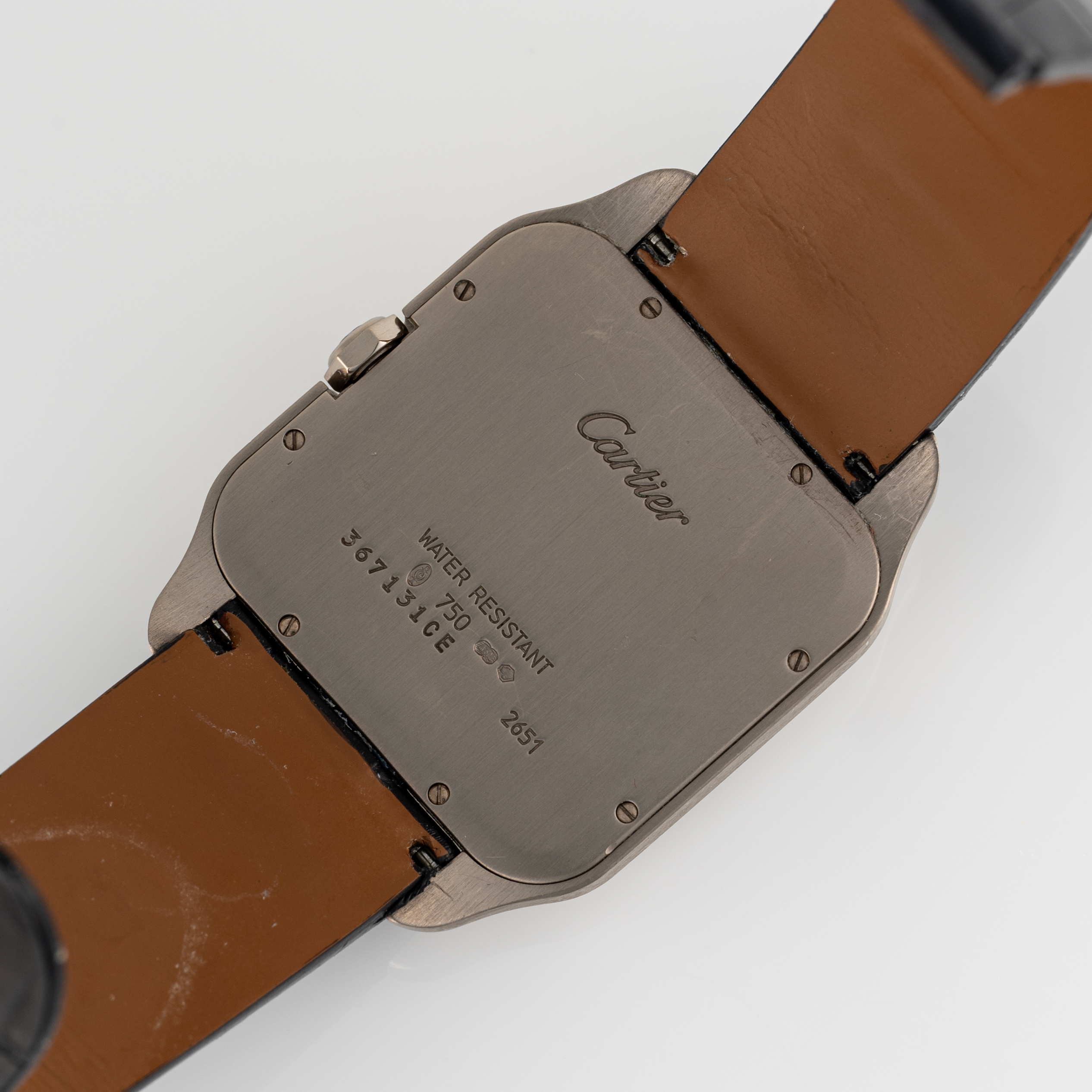 A GENTLEMAN'S SIZE 18K WHITE GOLD CARTIER SANTOS DUMONT WRIST WATCH CIRCA 2000s, REF. 2651 Movement: - Image 7 of 8