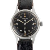 A GENTLEMAN'S STAINLESS STEEL HAMILTON MILITARY G.S. TROPICALIZED WRIST WATCH DATED 1968, REF.