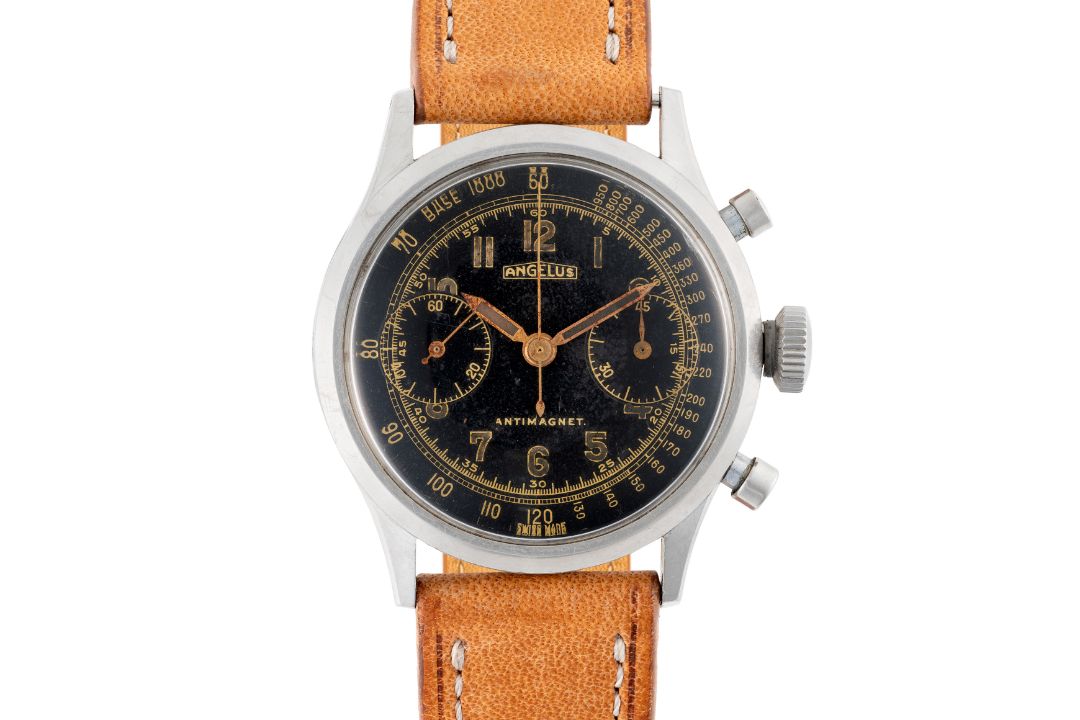 A RARE GENTLEMAN'S LARGE SIZE STAINLESS STEEL ANGELUS HERMETIQUE ANTIMAGNETIC CHRONOGRAPH WRIST - Image 2 of 9