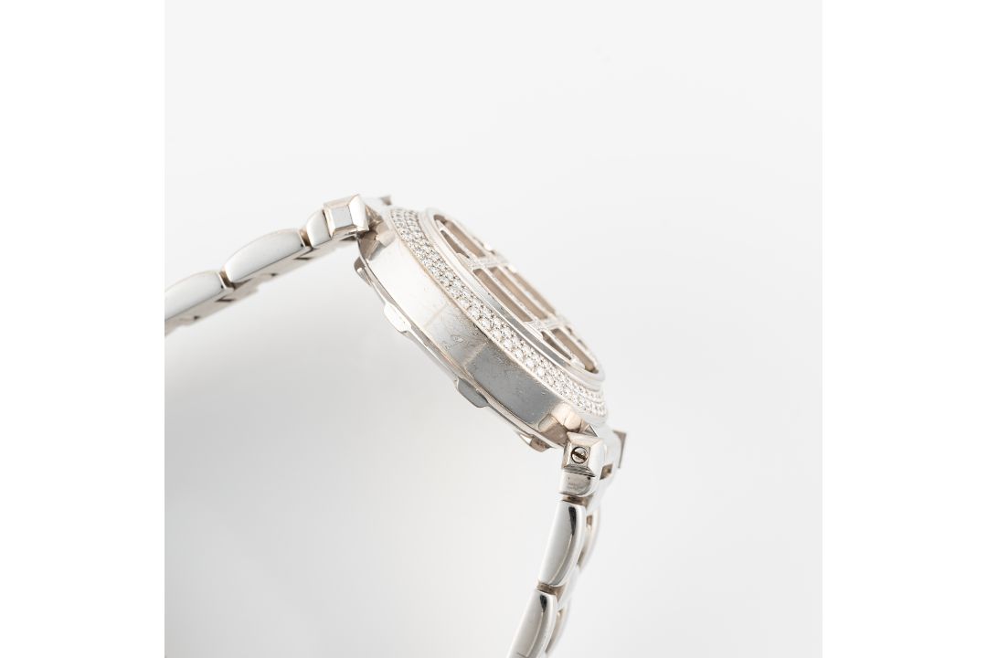A LADY'S FINE 18K SOLID WHITE GOLD DIAMOND CARTIER PASHA GRILL AUTOMATIC BRACELET WATCH CIRCA - Image 5 of 9