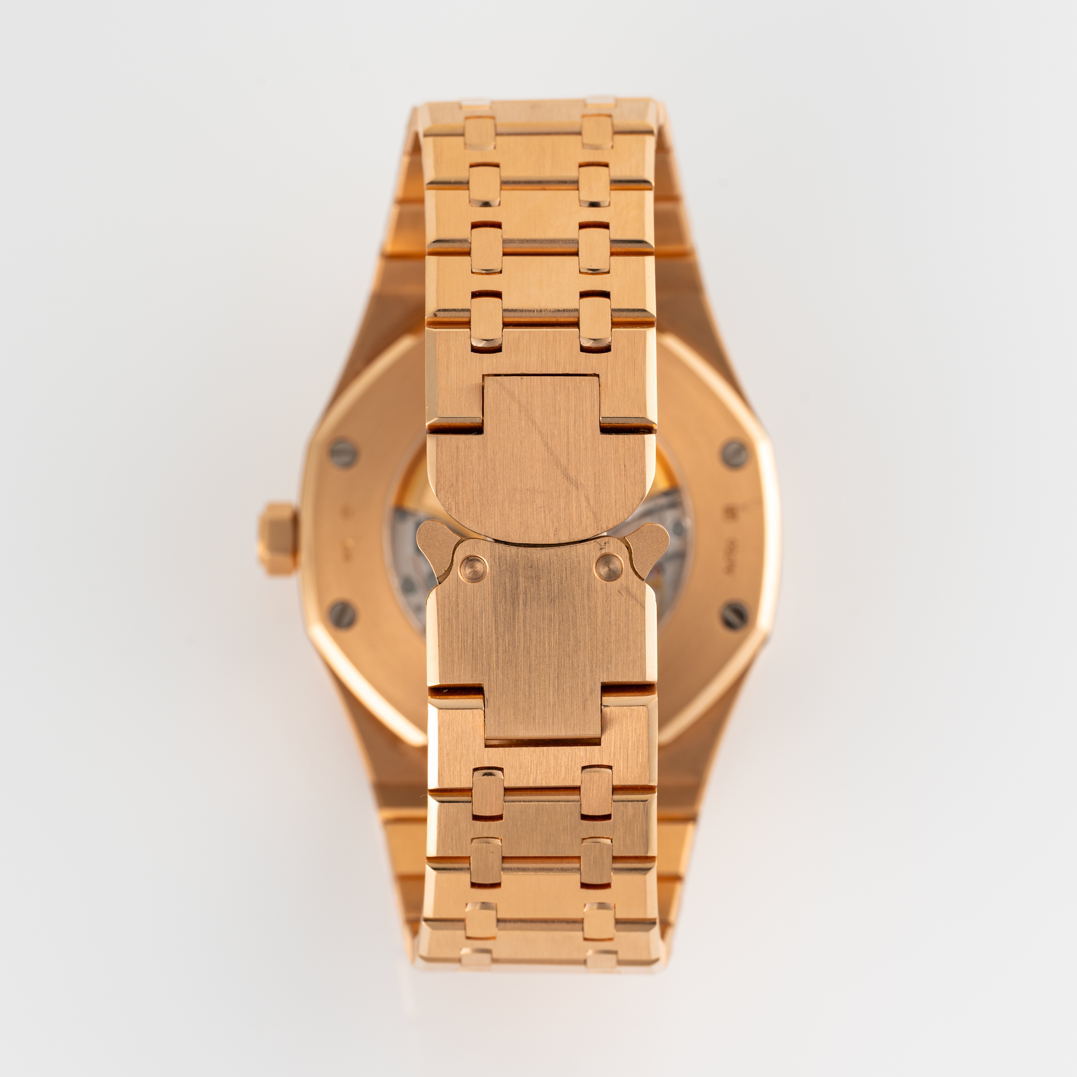 A VERY RARE GENTLEMAN'S SIZE 18K ROSE GOLD AUDEMARS PIGUET ROYAL OAK JUMBO BRACELET WATCH DATED - Image 10 of 10