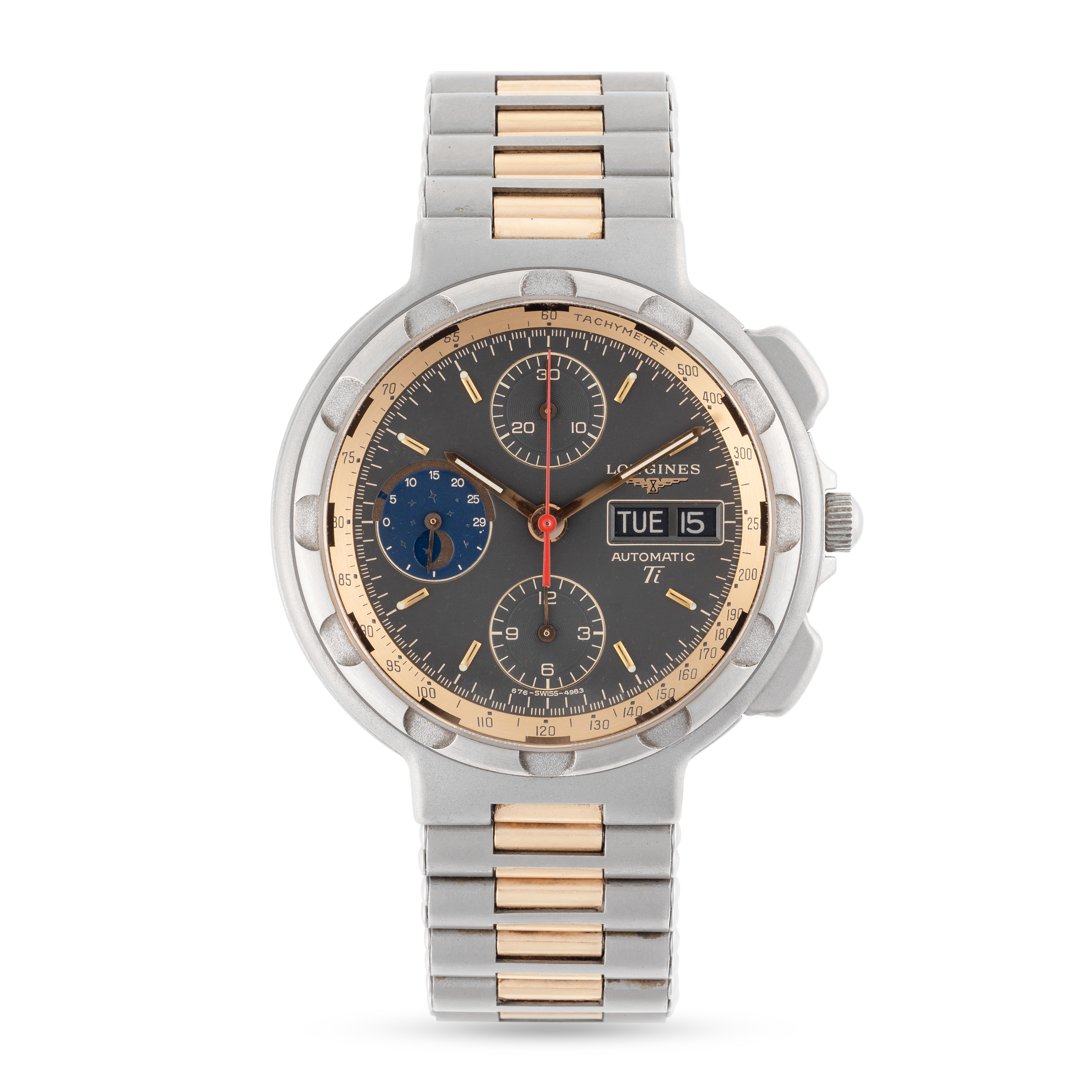 A GENTLEMAN'S SIZE TITANIUM & ROSE GOLD LONGINES CONQUEST TI AUTOMATIC MOONPHASE DAY DATE - Image 2 of 7