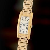 AN EXTREMELY RARE MID SIZE SOLID GOLD CARTIER LONDON TANK CINTREE BRACELET WATCH CIRCA 1964,