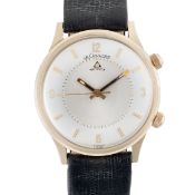 A GENTLEMAN'S SIZE 10K GOLD FILLED LECOULTRE MEMOVOX ALARM WRIST WATCH CIRCA 1960s, FOR THE AMERICAN