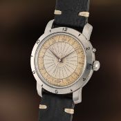 A RARE GENTLEMAN'S SIZE STAINLESS STEEL TISSOT NAVIGATOR WORLDTIME WRIST WATCH CIRCA 1950s Movement: