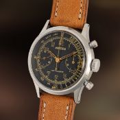 A RARE GENTLEMAN'S LARGE SIZE STAINLESS STEEL ANGELUS HERMETIQUE ANTIMAGNETIC CHRONOGRAPH WRIST