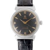 A RARE GENTLEMAN'S SIZE STAINLESS STEEL OMEGA SEAMASTER WRIST WATCH CIRCA 1950, REF. 14350-1 SC,