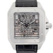 A RARE GENTLEMAN'S SIZE PALLADIUM CARTIER SANTOS TRIPLE 100 
