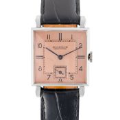 A GENTLEMAN'S SIZE STAINLESS STEEL JAEGER LECOULTRE ART DECO WRIST WATCH CIRCA 1930s, WITH TWO