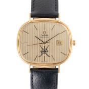 A RARE GENTLEMAN'S LARGE SIZE 18K SOLID GOLD OMEGA DE VILLE AUTOMATIC DATE WRIST WATCH CIRCA 1973,