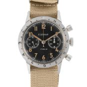 A GENTLEMAN'S STAINLESS STEEL FRENCH MILITARY DODANE TYPE 21 PILOTS FLYBACK CHRONOGRAPH WRIST