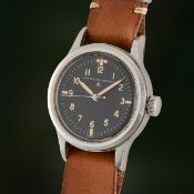 A VERY RARE GENTLEMAN'S STAINLESS STEEL BRITISH MILITARY IWC MARK 11 RAF PILOTS WRSIT WATCH DATED