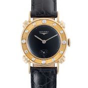 A GENTLEMAN'S SIZE 14K SOLID GOLD & DIAMOND LONGINES WRIST WATCH CIRCA 1950 WITH ORIGINAL DIAMOND