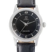 A GENTLEMAN'S SIZE STAINLESS STEEL OMEGA SEAMASTER AUTOMATIC WRIST WATCH CIRCA 1950s, REF. 2577-9