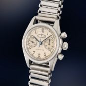 A VERY RARE GENTLEMAN'S SMALL SIZE STAINLESS STEEL ROLEX OYSTER CHRONOGRAPH WRIST WATCH CIRCA 1940s,