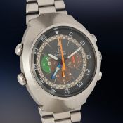 A GENTLEMAN'S STAINLESS STEEL OMEGA FLIGHTMASTER CHRONOGRAPH BRACELET WATCH CIRCA 1969, REF. 145.013