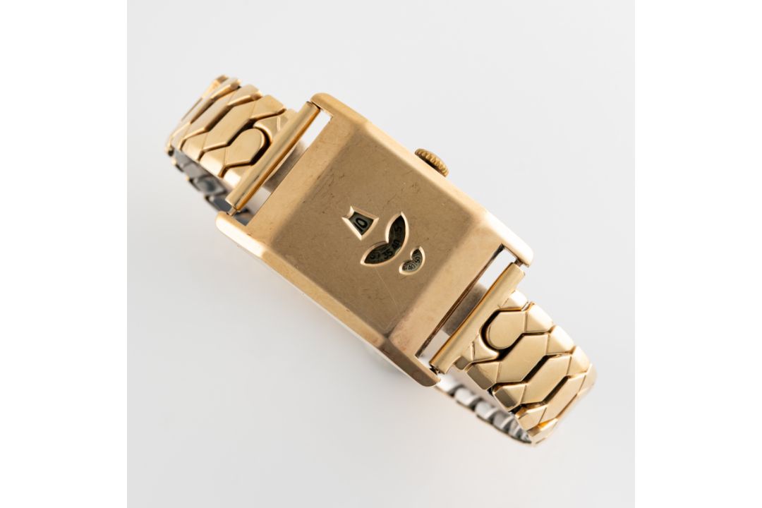 A GENTLEMAN'S SIZE 9CT GOLD RECTANGULAR VINTAGE "DIGITAL" JUMP HOUR WRIST WATCH CIRCA 1930 Movement: - Image 3 of 7
