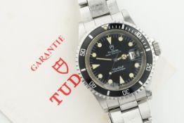 TUDOR PRINCE OYSTERDATE SUBMARINER W/ GUARANTEE PAPERS REF. 76100 CIRCA 1989, circular black dial