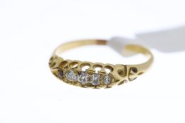 18ct 5 stone carved half hoop ring