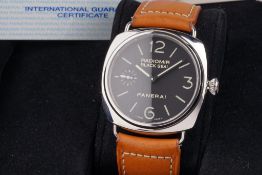 PANERAI RADIOMIR BLACK SEAL W/ BOX & GUARANTEE PAPERS REF. PAM00183, circular black dial with hour