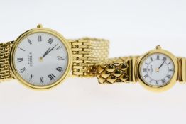 Ladies and Gents Michel Herbelin Quartz watches, box and papers 2002. Stainless steel, Gold