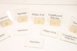 *To Be Sold Without Reserve* Patek Philippe shop display signs including Aquanacht, Natilus &