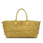 Bottega Veneta Poussin Paillettes Cabat Tote The Cabat features a woven leather body, rolled leather